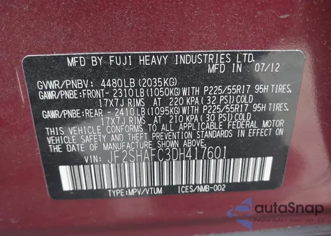 2013 Subaru Forester 2.5X Limited from USA, damaged, VIN JF2SHAFC3DH417601